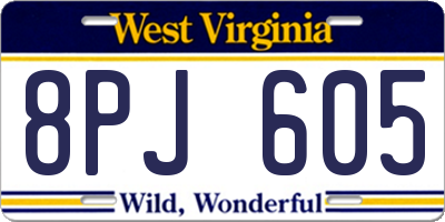 WV license plate 8PJ605