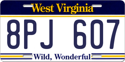 WV license plate 8PJ607