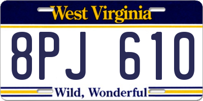 WV license plate 8PJ610