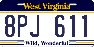 WV license plate 8PJ611