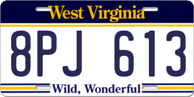 WV license plate 8PJ613