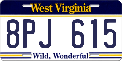 WV license plate 8PJ615