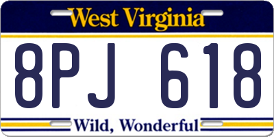 WV license plate 8PJ618