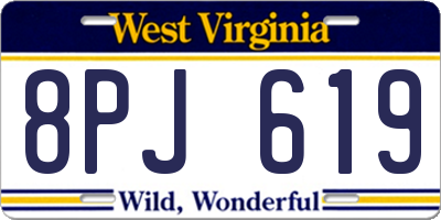 WV license plate 8PJ619