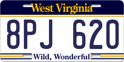 WV license plate 8PJ620