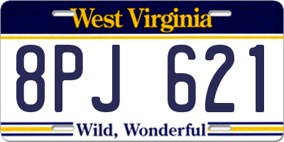 WV license plate 8PJ621