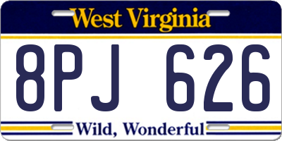 WV license plate 8PJ626