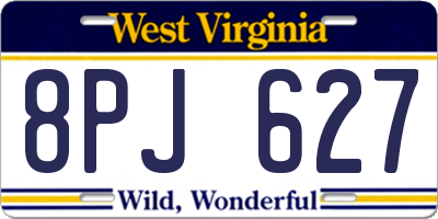 WV license plate 8PJ627