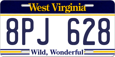 WV license plate 8PJ628