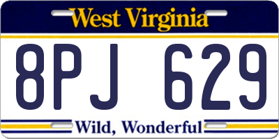 WV license plate 8PJ629