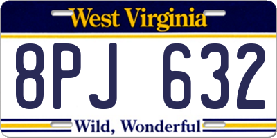 WV license plate 8PJ632