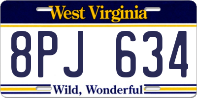 WV license plate 8PJ634