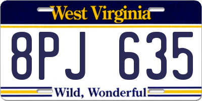 WV license plate 8PJ635