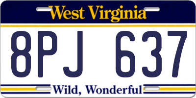 WV license plate 8PJ637