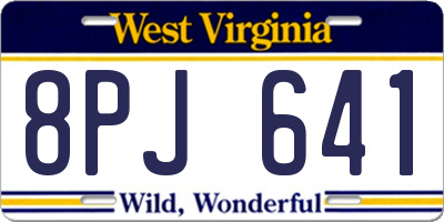 WV license plate 8PJ641