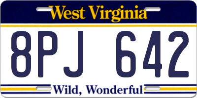 WV license plate 8PJ642