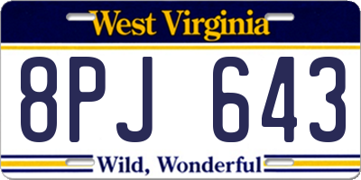 WV license plate 8PJ643