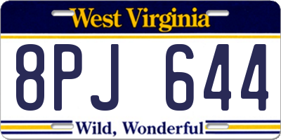 WV license plate 8PJ644