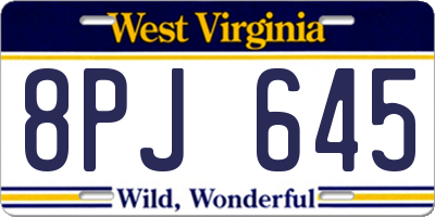 WV license plate 8PJ645