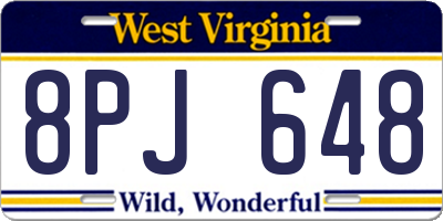 WV license plate 8PJ648