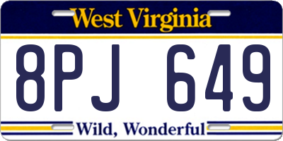 WV license plate 8PJ649