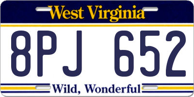 WV license plate 8PJ652