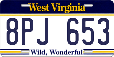 WV license plate 8PJ653