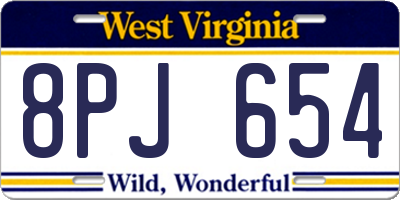 WV license plate 8PJ654