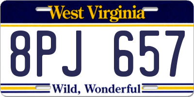 WV license plate 8PJ657