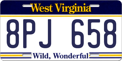 WV license plate 8PJ658