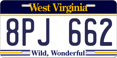 WV license plate 8PJ662