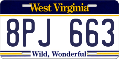 WV license plate 8PJ663