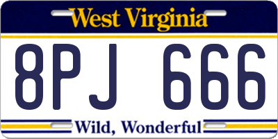 WV license plate 8PJ666