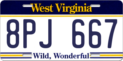WV license plate 8PJ667