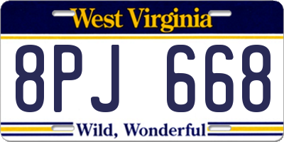 WV license plate 8PJ668
