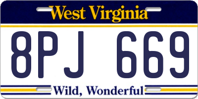 WV license plate 8PJ669