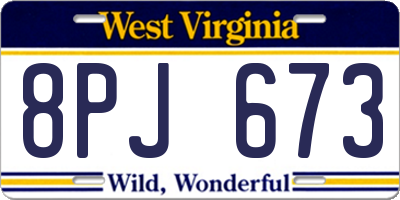 WV license plate 8PJ673
