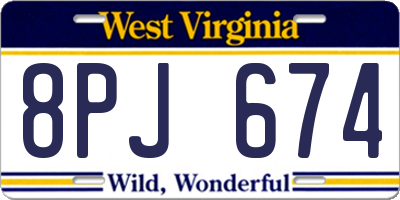 WV license plate 8PJ674