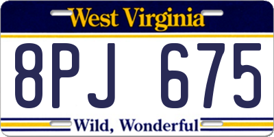 WV license plate 8PJ675