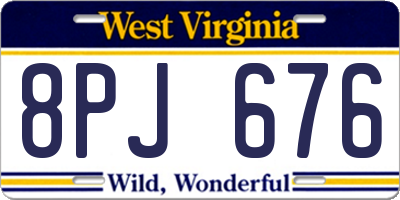 WV license plate 8PJ676