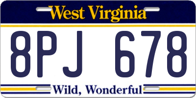 WV license plate 8PJ678