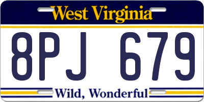 WV license plate 8PJ679