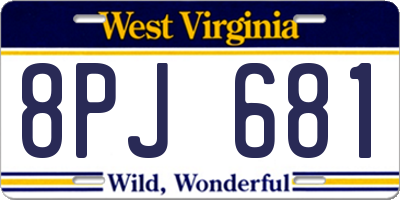 WV license plate 8PJ681