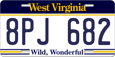 WV license plate 8PJ682