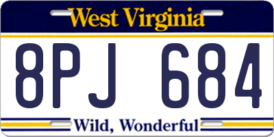 WV license plate 8PJ684