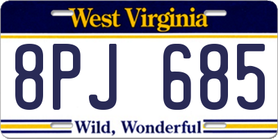 WV license plate 8PJ685