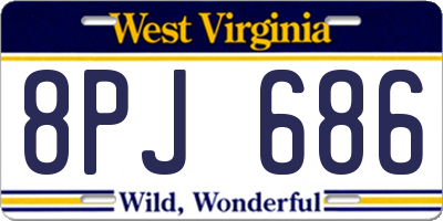 WV license plate 8PJ686
