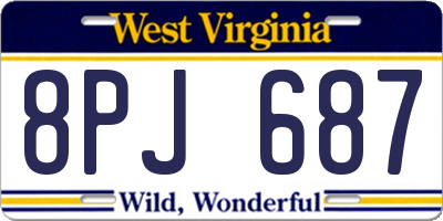 WV license plate 8PJ687