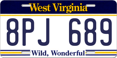 WV license plate 8PJ689