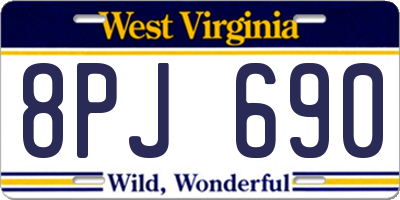 WV license plate 8PJ690